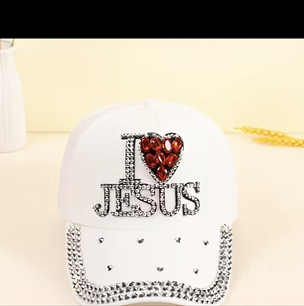 Sparkling White 'I Love Jesus' Kids Cap